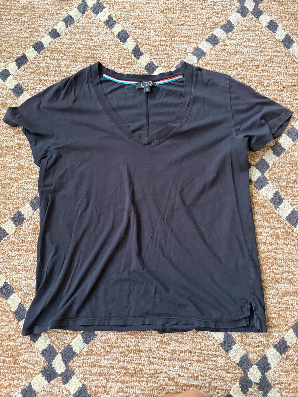 AYR Women's Black V-Neck Short Sleeve Top